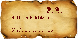 Millich Miklós névjegykártya